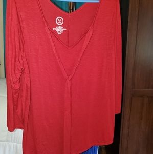Maurices ¾ sleeve red 24/7 XXL v neck with tie